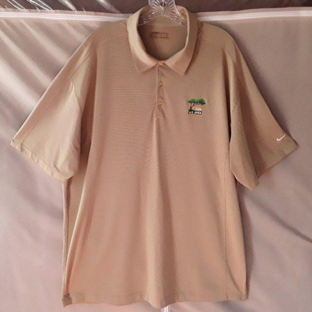 Nike Golf Men's XXL 2XL Polo 2008 U.S. Open Torrey Pines FitDry Tan Textured